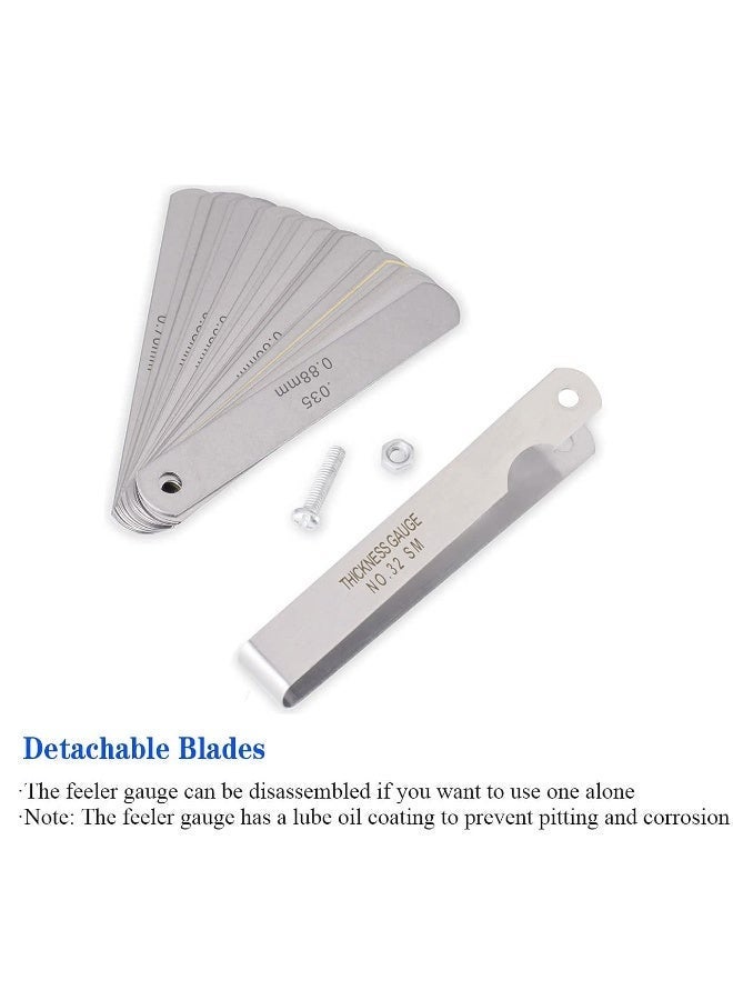 ChicAbode 1 حزمة مقياس شعور مع 32 شفرة و 1 حزمة مقياس شعور تعويض مع 16 شفرة ، لقياس عرض الفجوة وسمكها ، مقياس مزدوج علامة مترية وأداة قياس الفجوة الإمبراطورية - Image 5